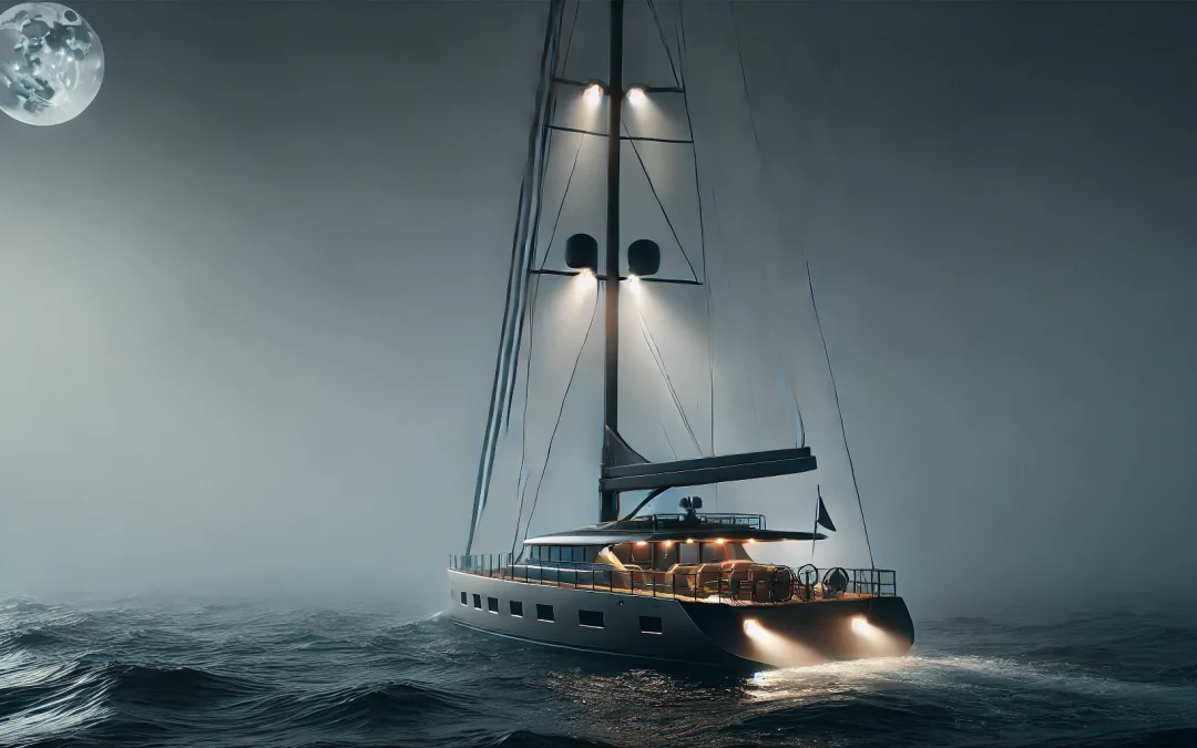 Segelyacht bei Nacht