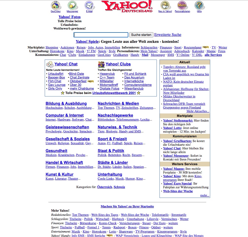 Yahoo am 06.10.2001